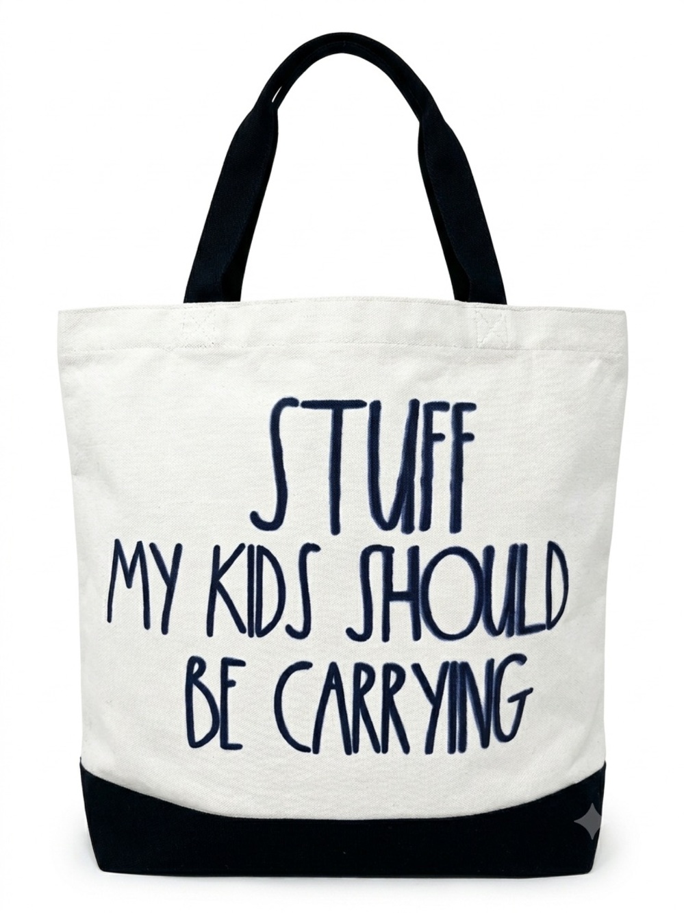 Canvas Statement Tote Bag - White with Black Accents, NEW